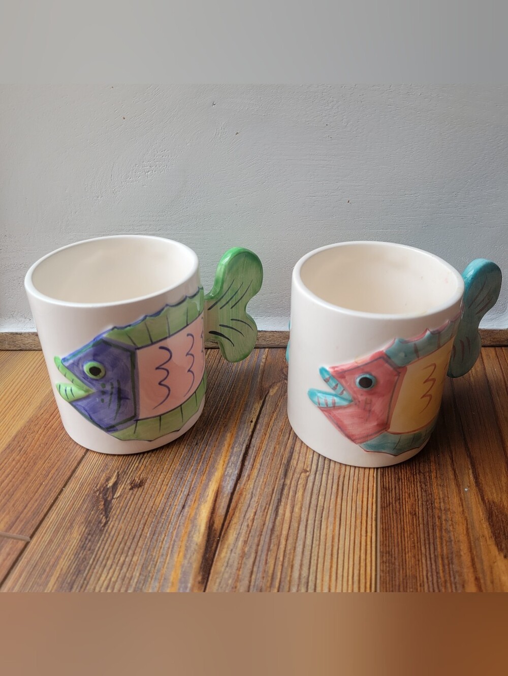 Pier One Set Of Two Seaside Tropical Fish Coffee Mugs